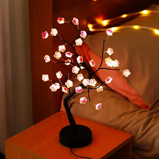 Blühender Bonsai-Nachttischlampe