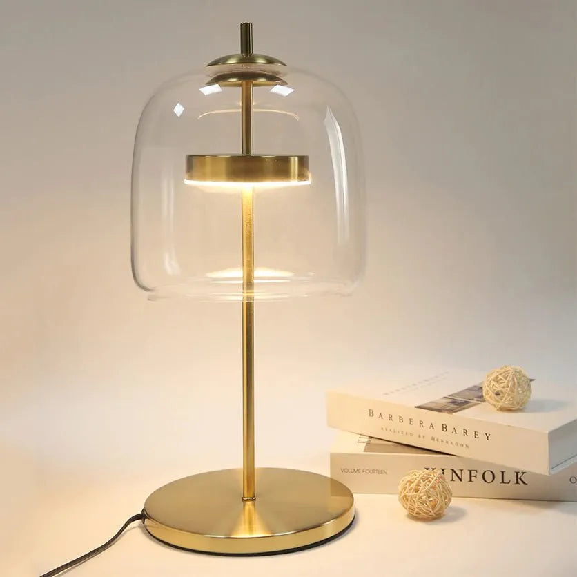 Design-Nachttischlampe mit Glasschirm