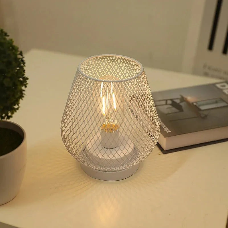 Industrielle Nachttischlampe Käfig