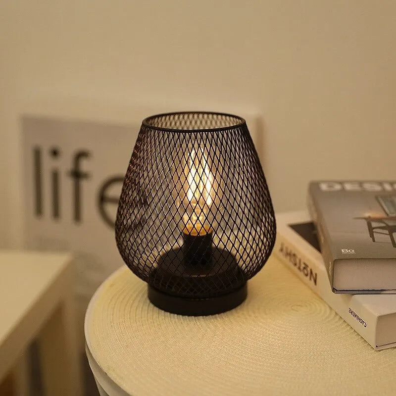 Industrielle Nachttischlampe Käfig