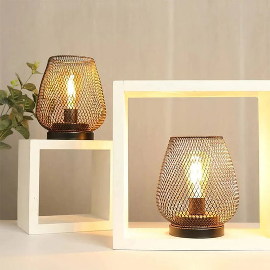 Industrielle Nachttischlampe Käfig