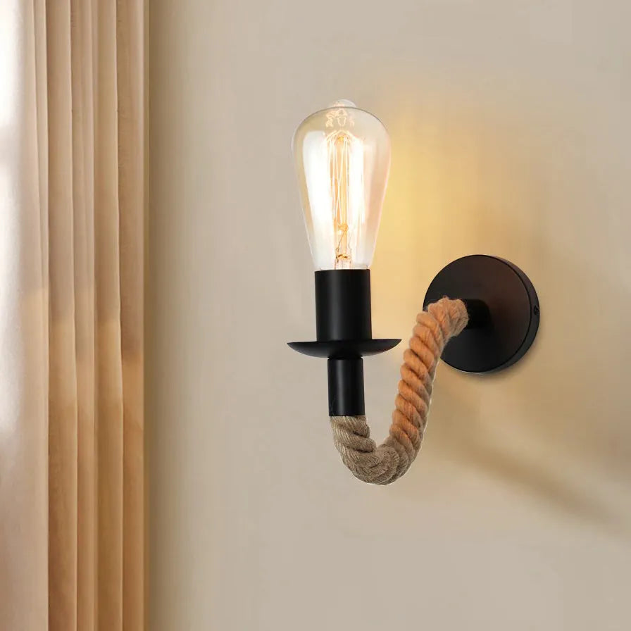 Industrielle Wand-Bettlampe aus Seil