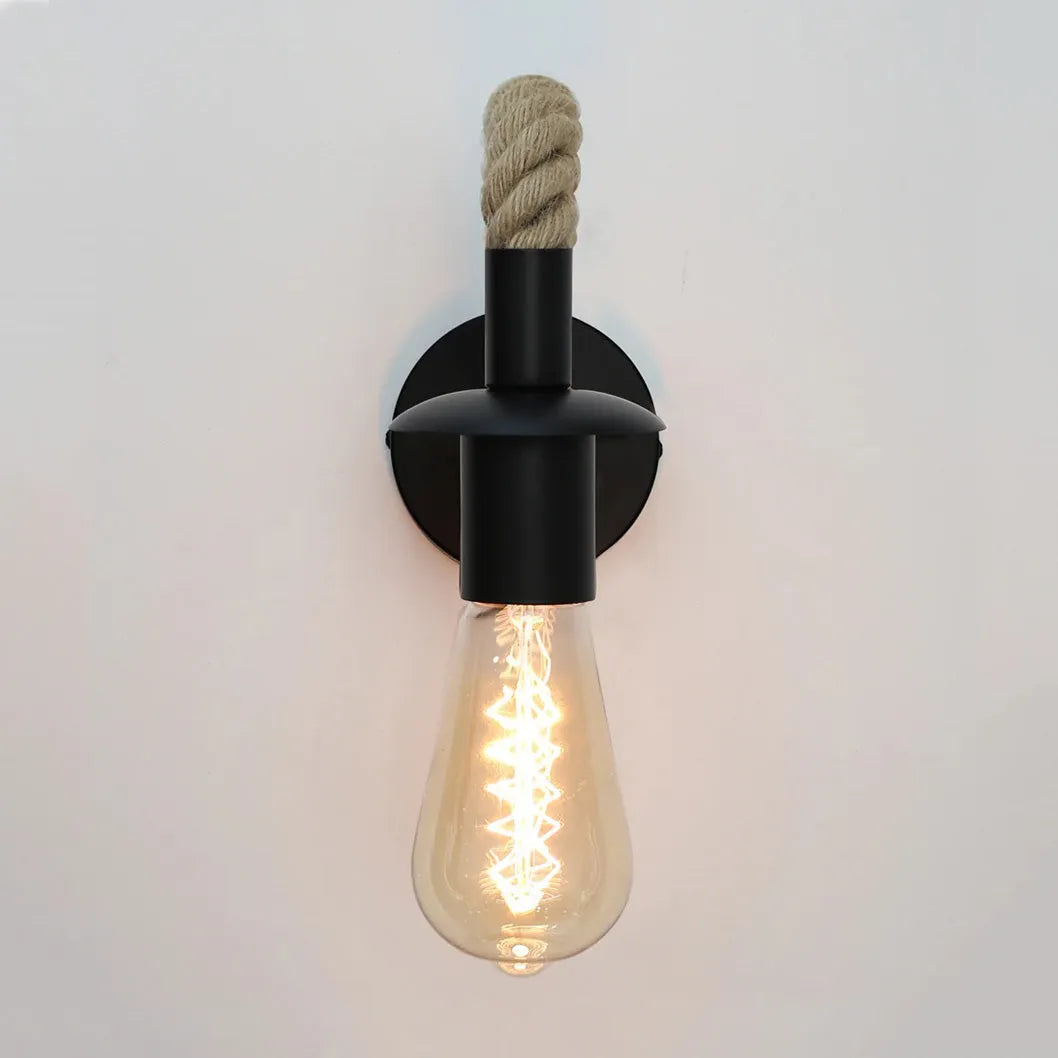 Industrielle Wand-Bettlampe aus Seil