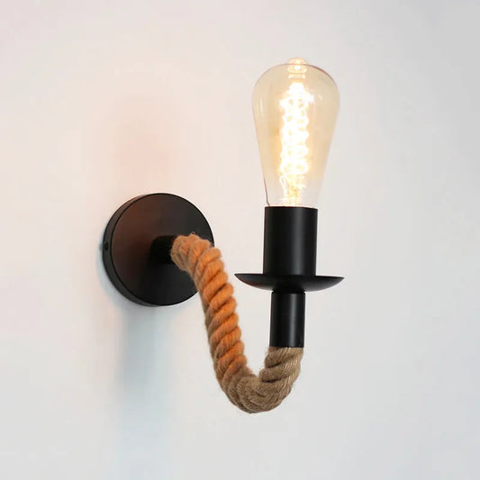 Industrielle Wand-Bettlampe aus Seil