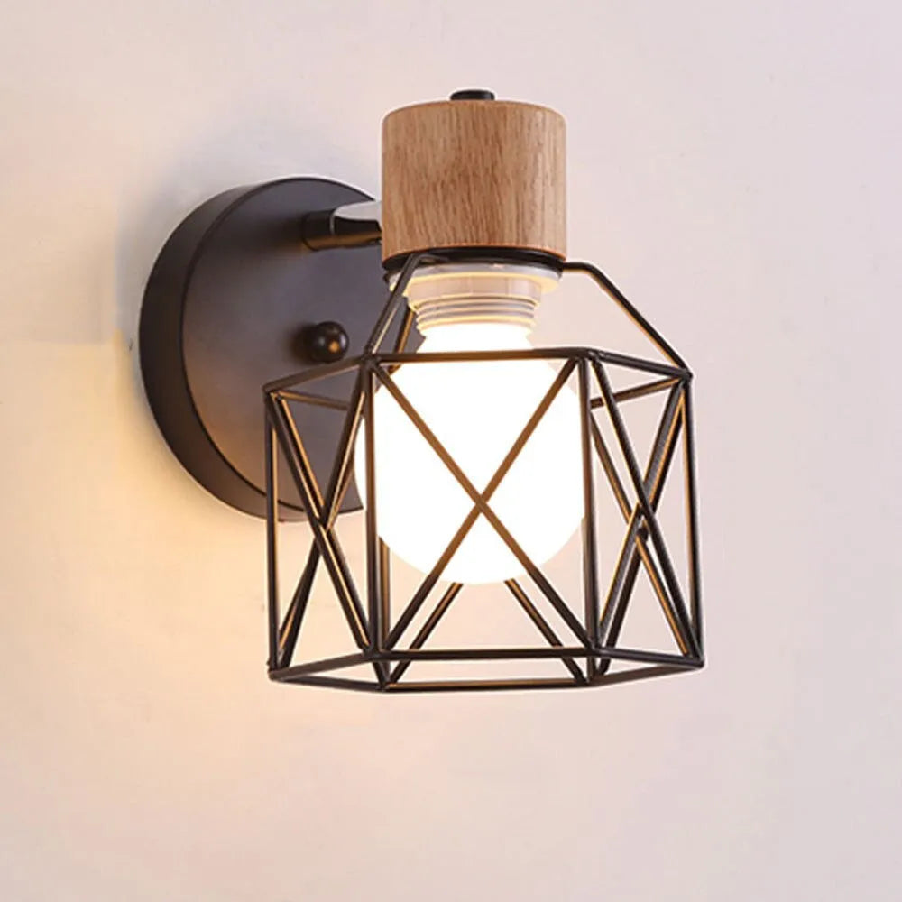 Industrielle Wand-Nachttischlampe Käfig