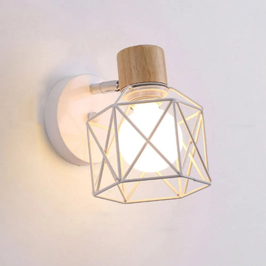 Industrielle Wand-Nachttischlampe Käfig