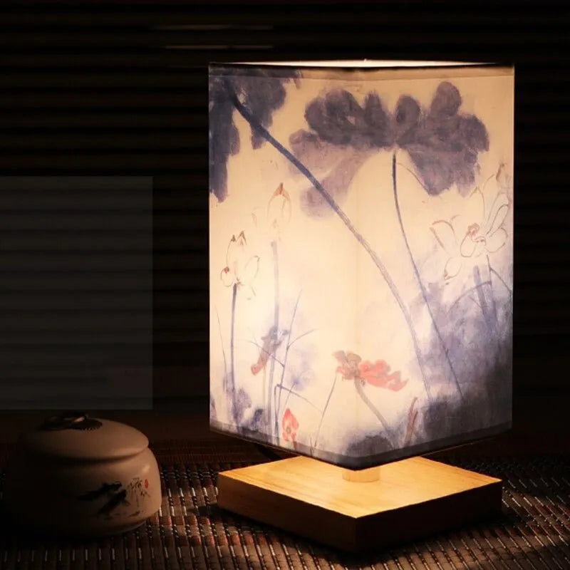 Japanisch-skandinavische Nachttischlampe