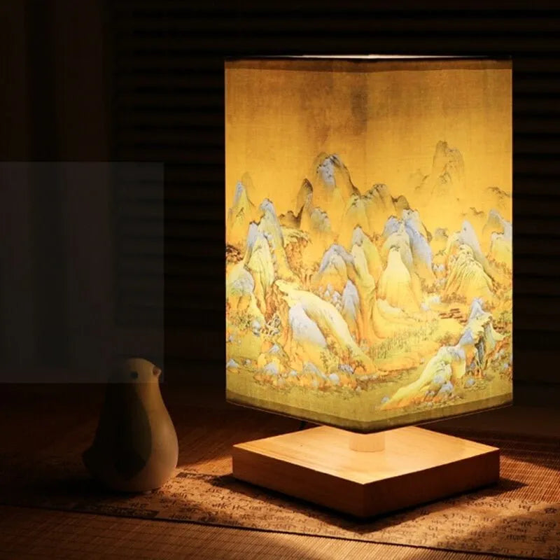 Japanisch-skandinavische Nachttischlampe