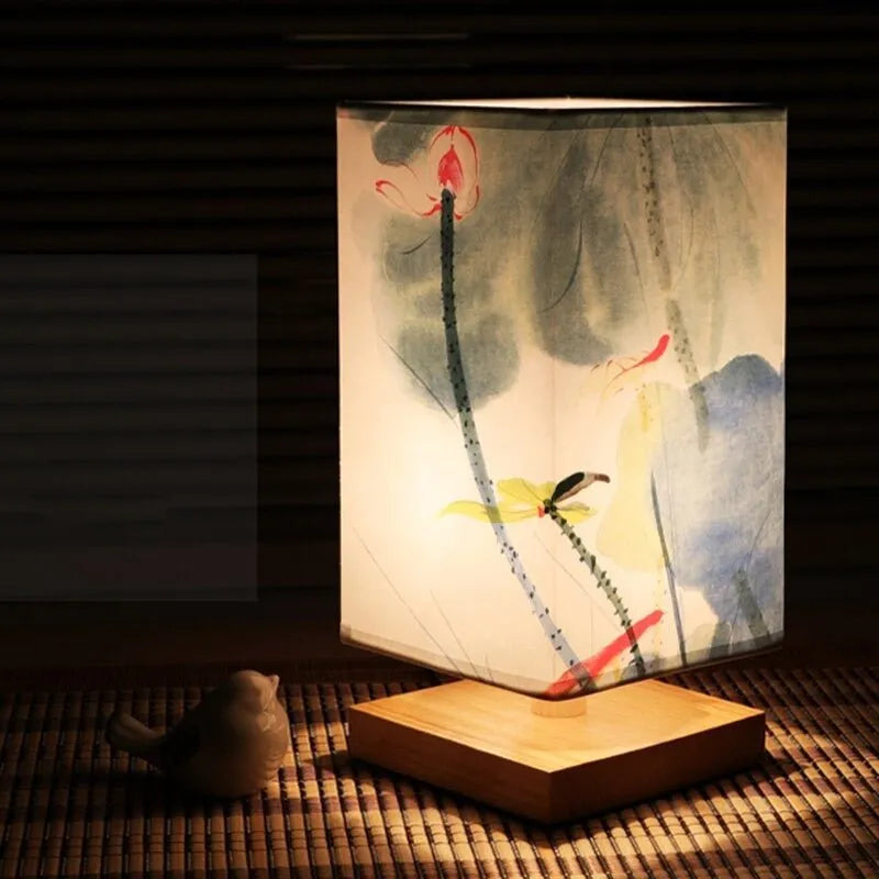 Japanisch-skandinavische Nachttischlampe
