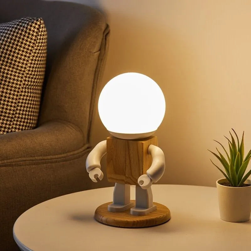 Nachttischlampe Holz Humanoid