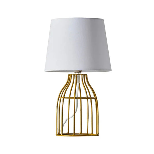 Nachttischlampe Retro Metall Gold/Weiß
