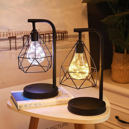 Batterielose industrielle Nachttischlampe
