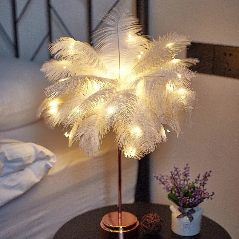 Nachttischlampe Federn LED