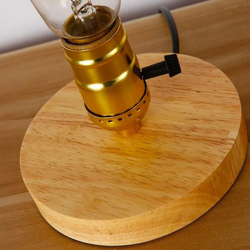 Nachttischlampe Holz Edison