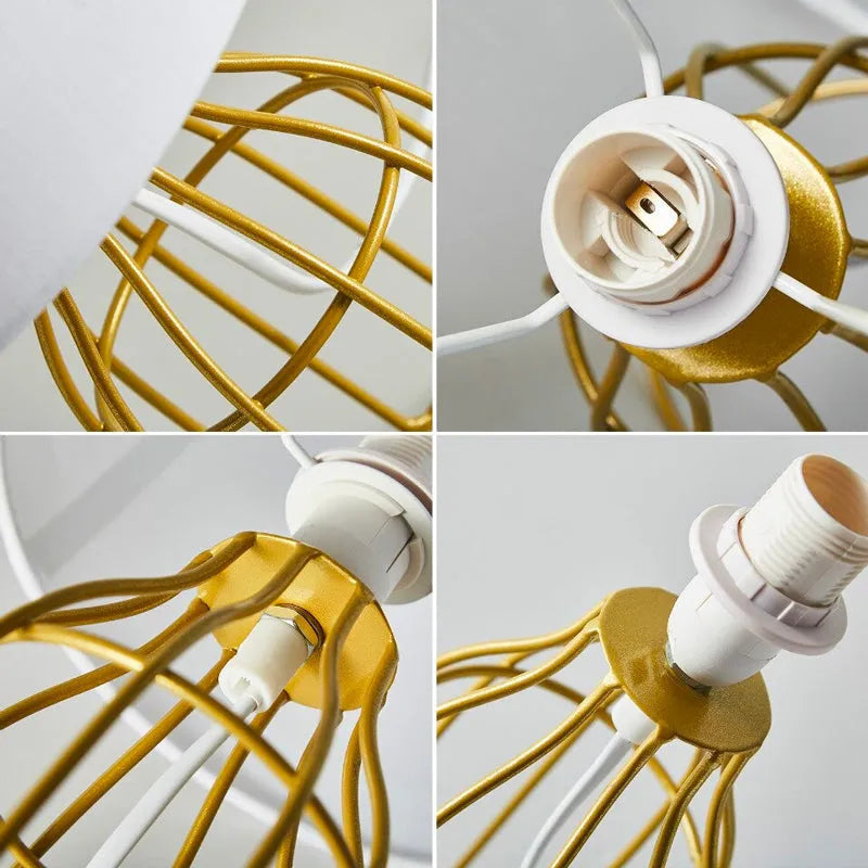 Nachttischlampe Retro Metall Gold/Weiß