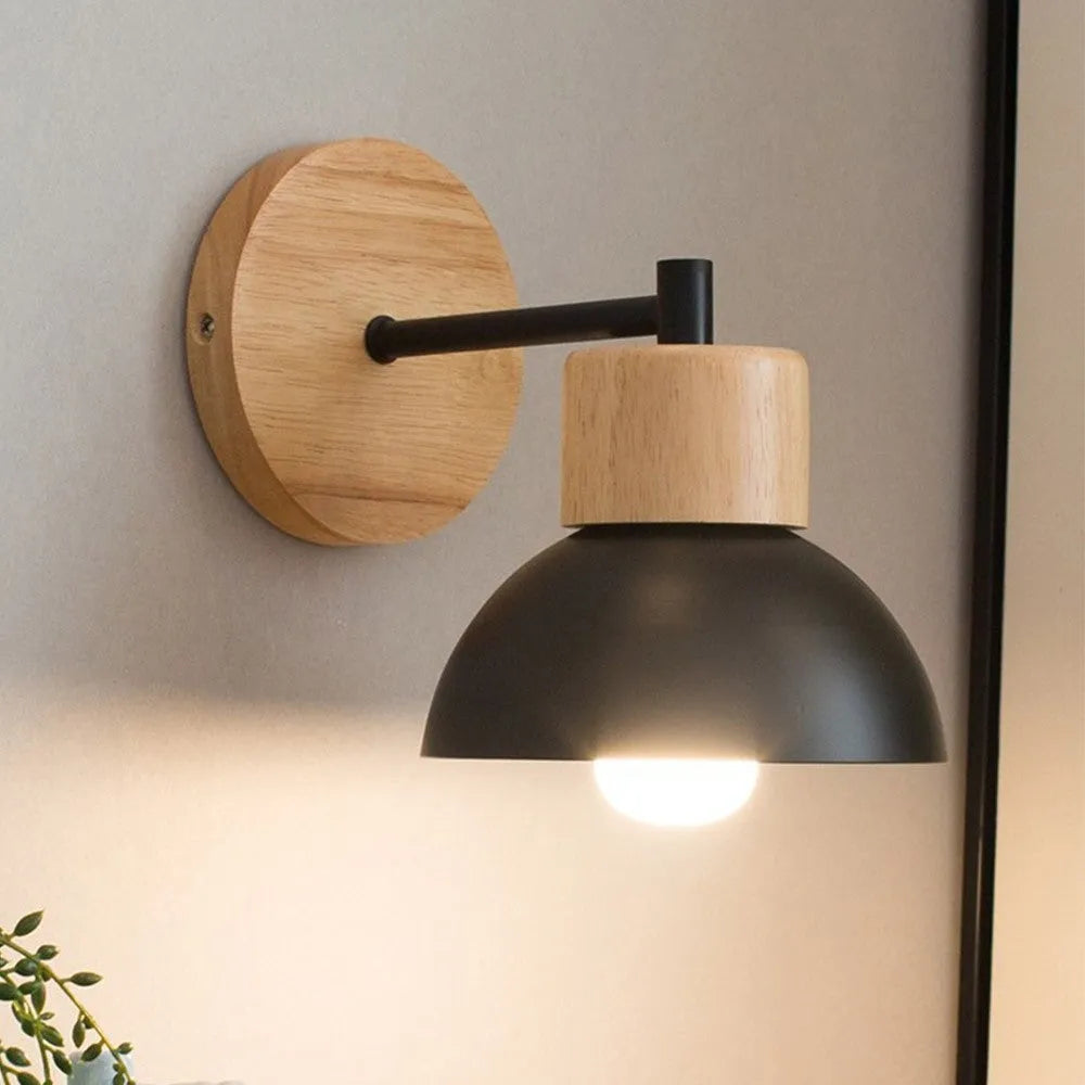 Wandleuchte Nachttischlampe Retro Holz
