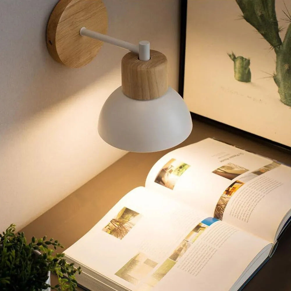 Wandleuchte Nachttischlampe Retro Holz