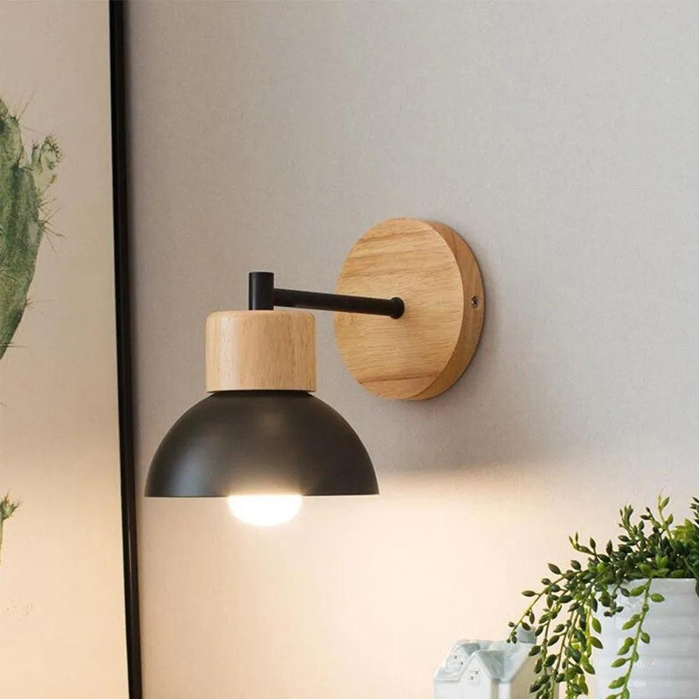 Wandleuchte Nachttischlampe Retro Holz